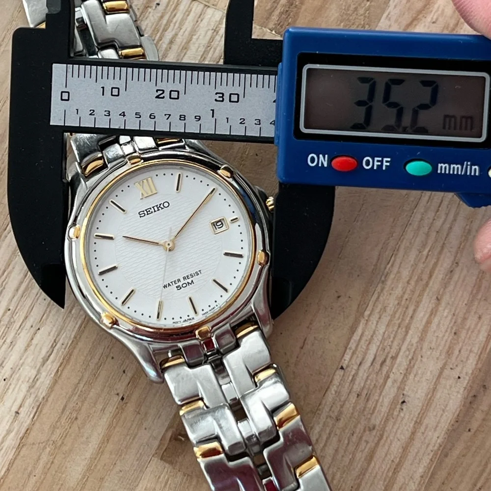 Seiko Vintage Men’s Watch White Dial Two-Tone Bracelet Gold-Tone Markers Date
